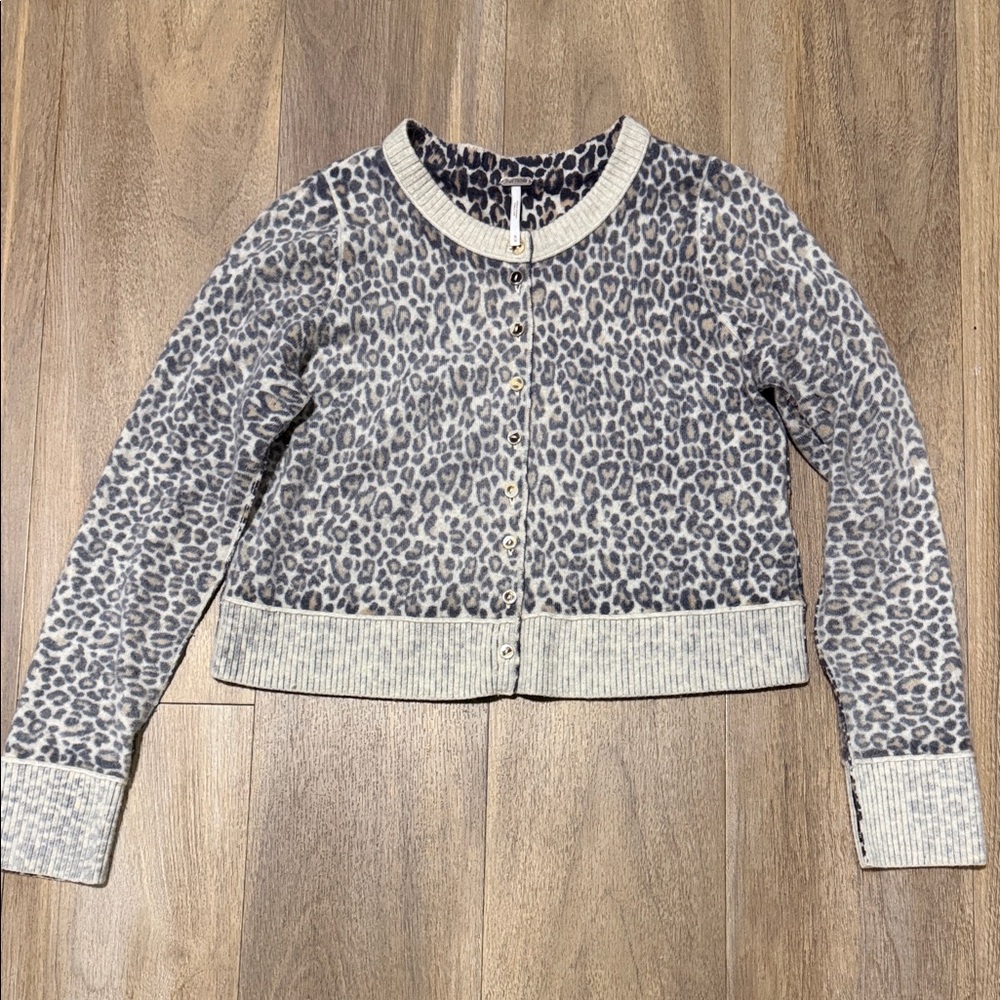 Free People Nocturnal Patterned Cardi Lepoard